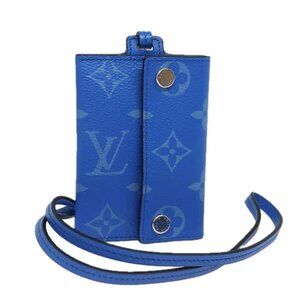 LOUIS VUITTON Monogram Pockets On Strap Card Case Blue